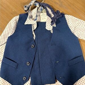 Van Heusen Navy Blue Kids Vest and Tie Set